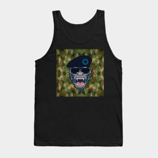 Funny monkey as officer in military armed forces Tank Top